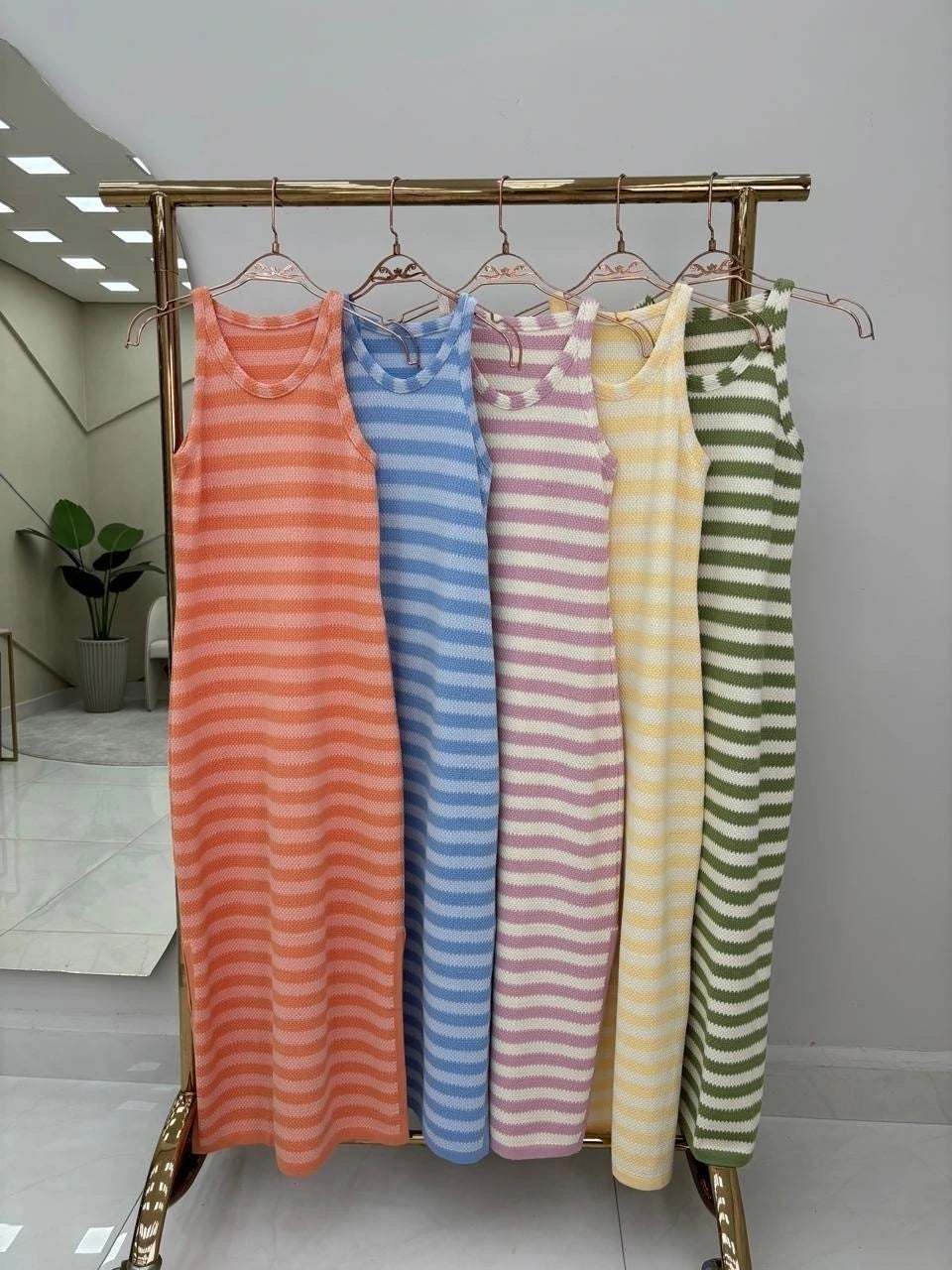 Vestido Luara Longo Listrado — Vivanne Boutique