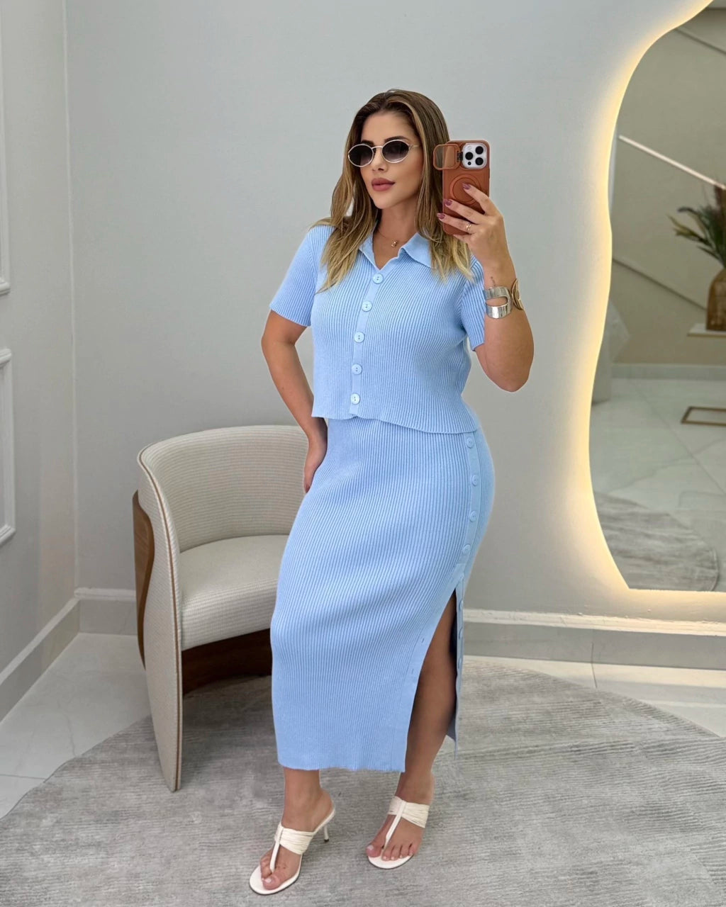 Conjunto Vivia Botões Curto — Vivanne Boutique