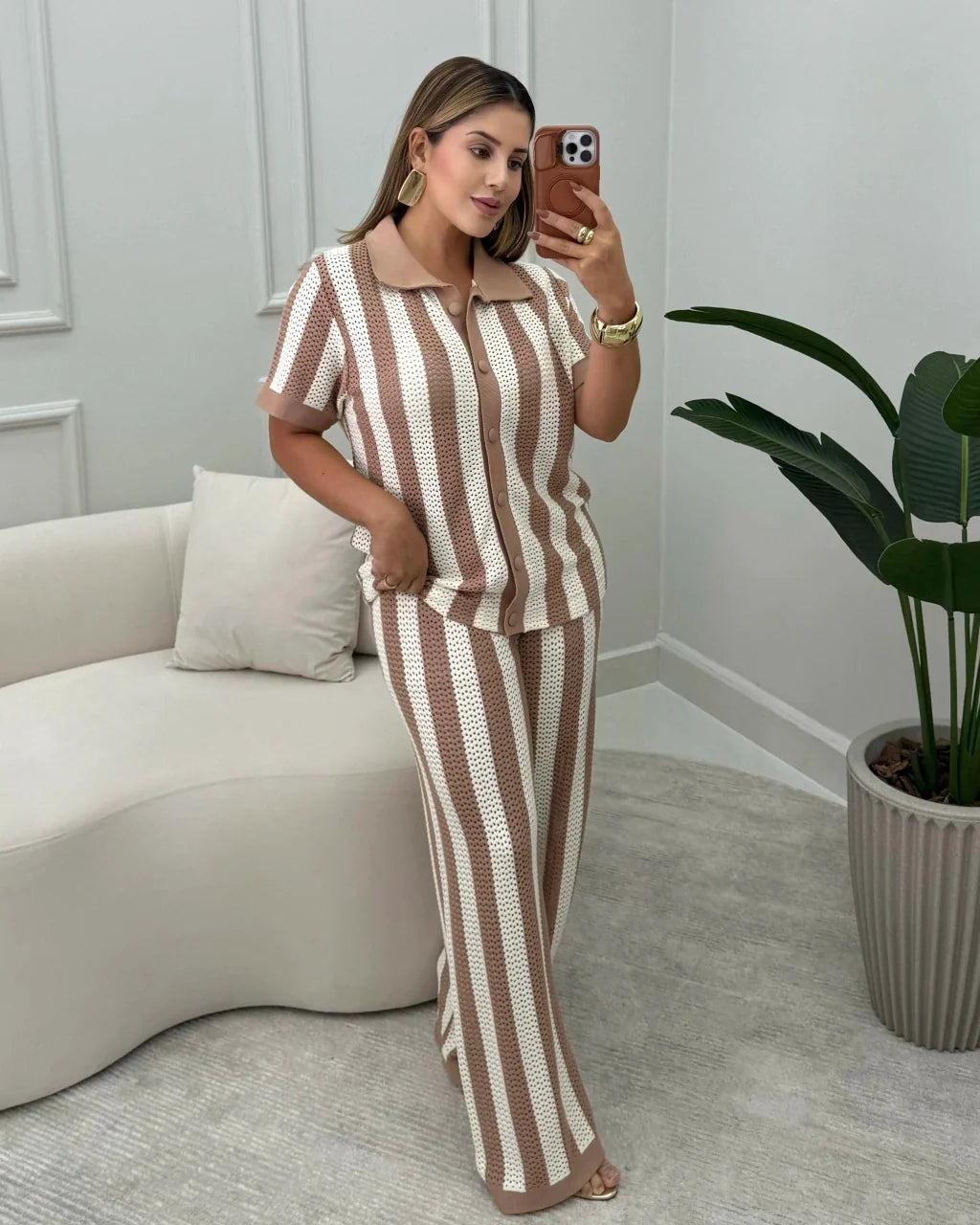 Conjunto Oliver Calça Listrada — Vivanne Boutique