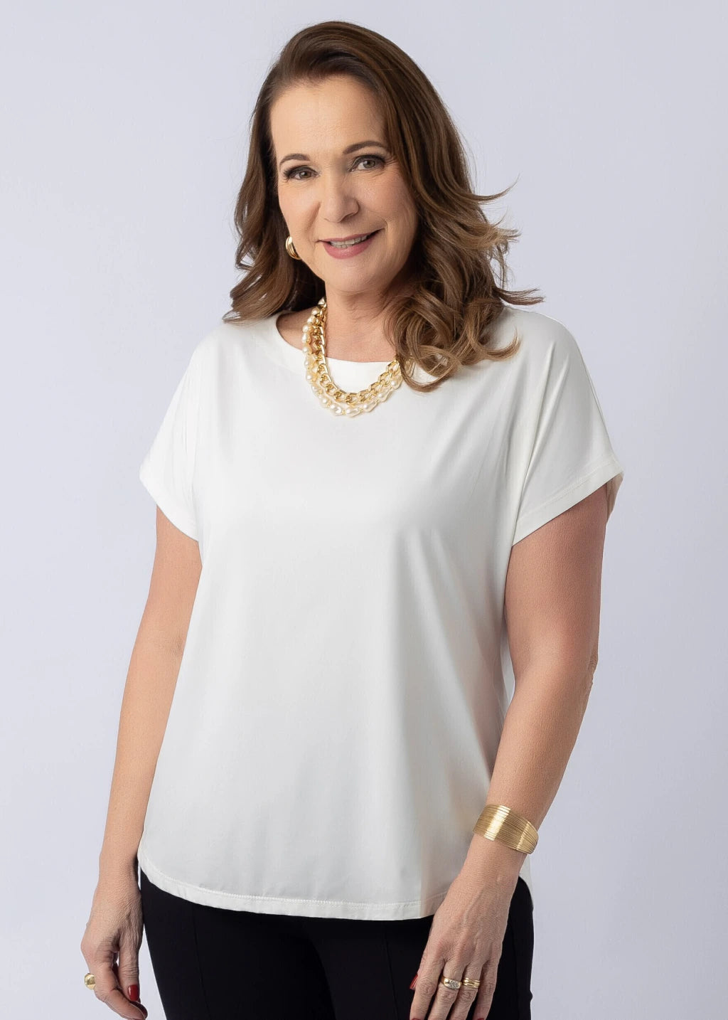 Blusa Orquídea Off White — malha Fluity, Vivanne Boutique