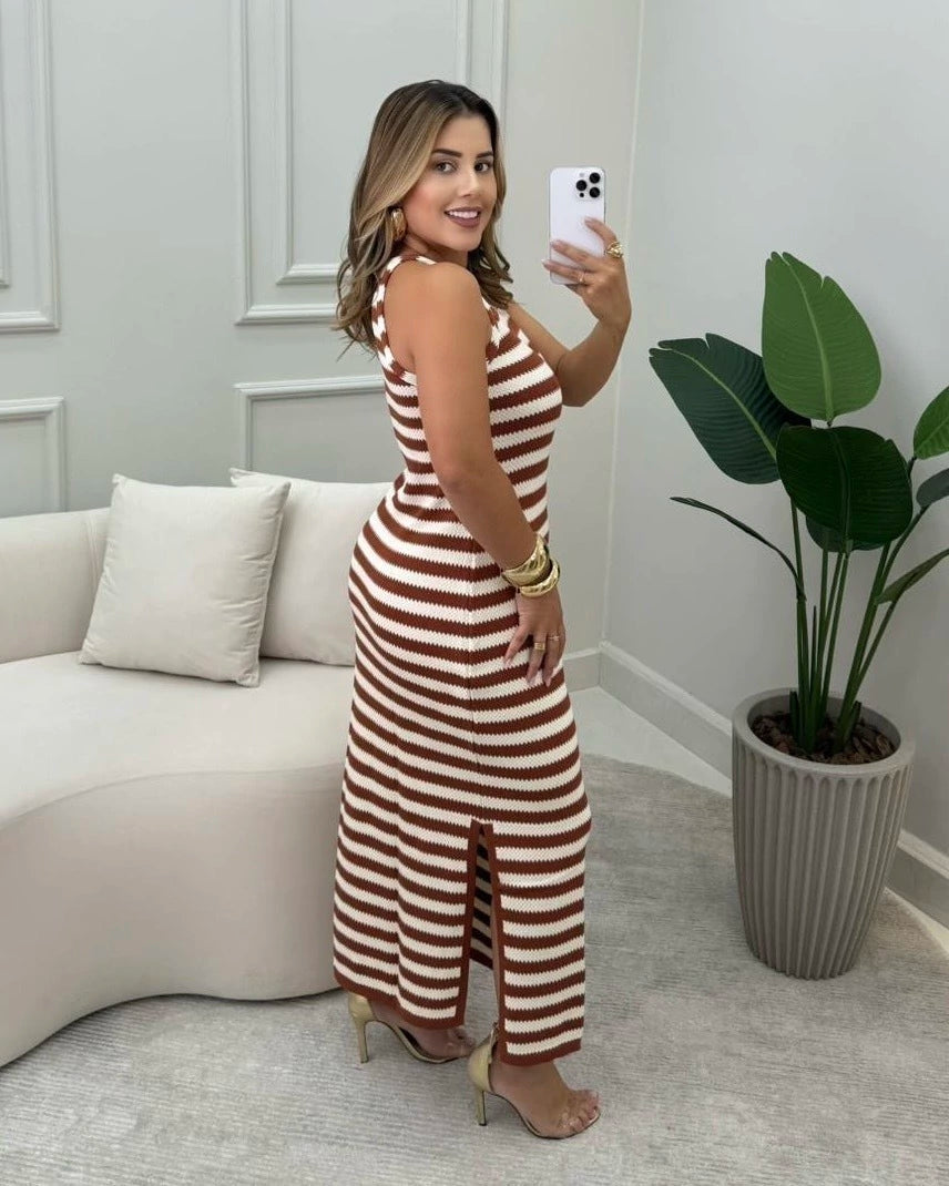 Vestido Luara Longo Listrado — Vivanne Boutique