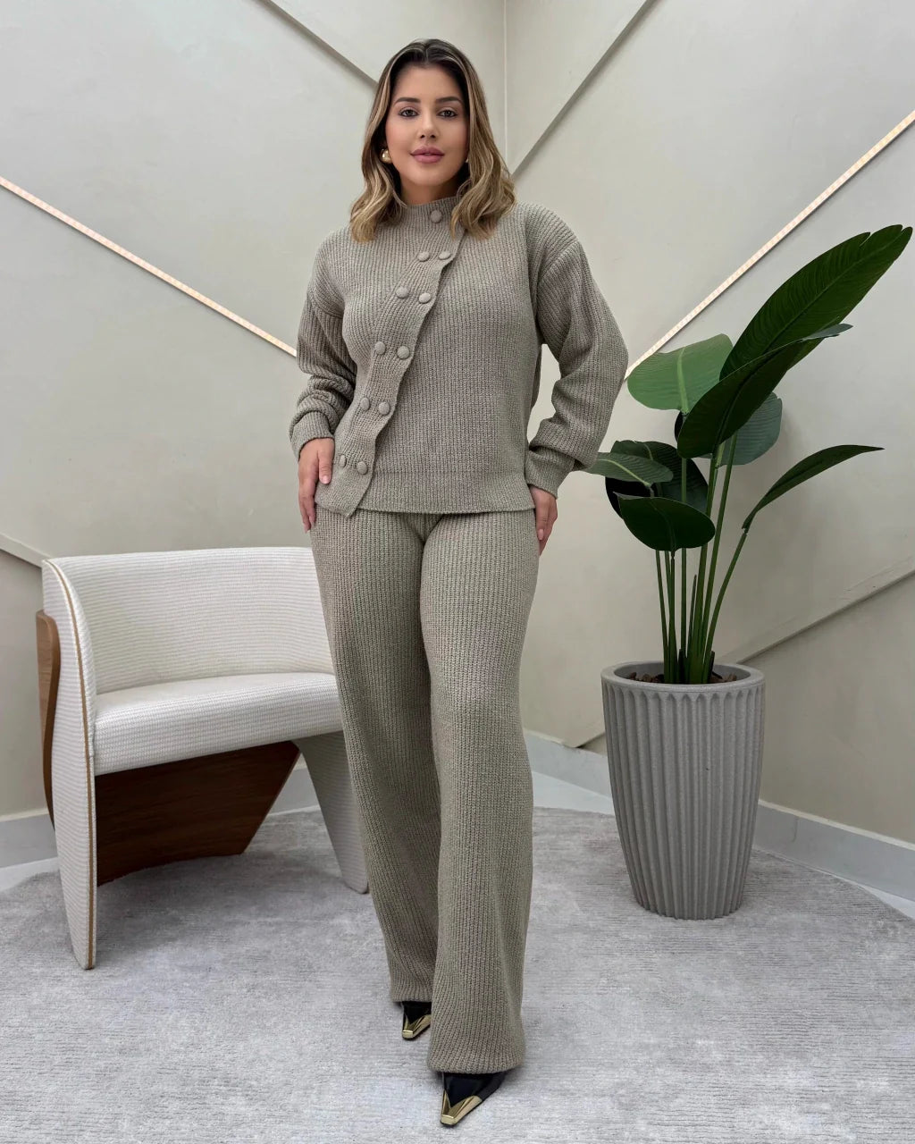 Conjunto Larissa Mousse Tons Neutros — Vivanne Boutique