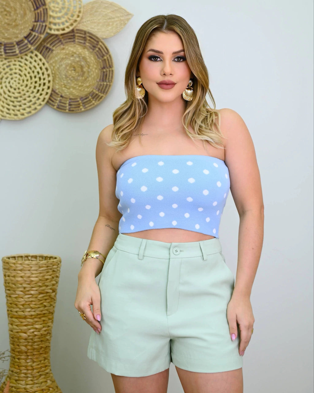 Top Faixa Poá em Tricô — Vivanne Boutique