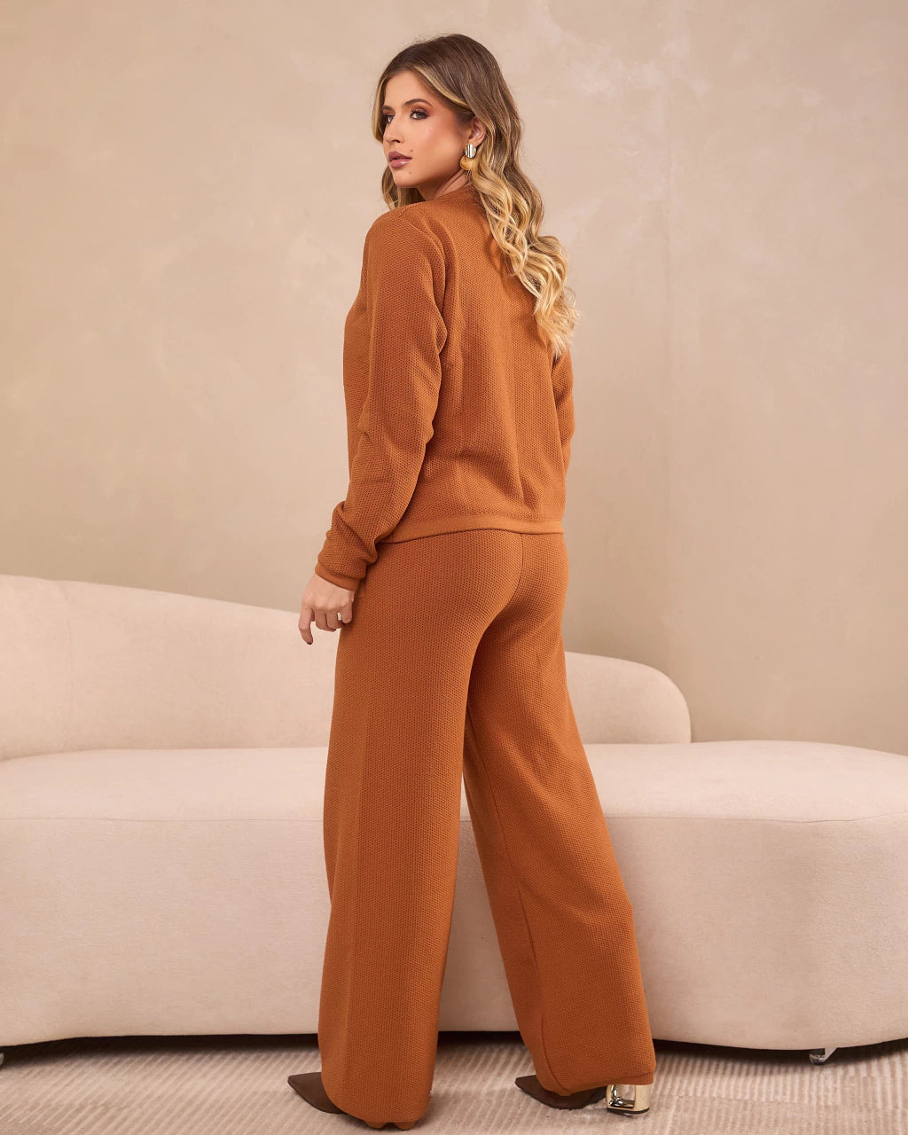 Conjunto Mel Nude — modal com ponto colmeia, Vivanne Boutique