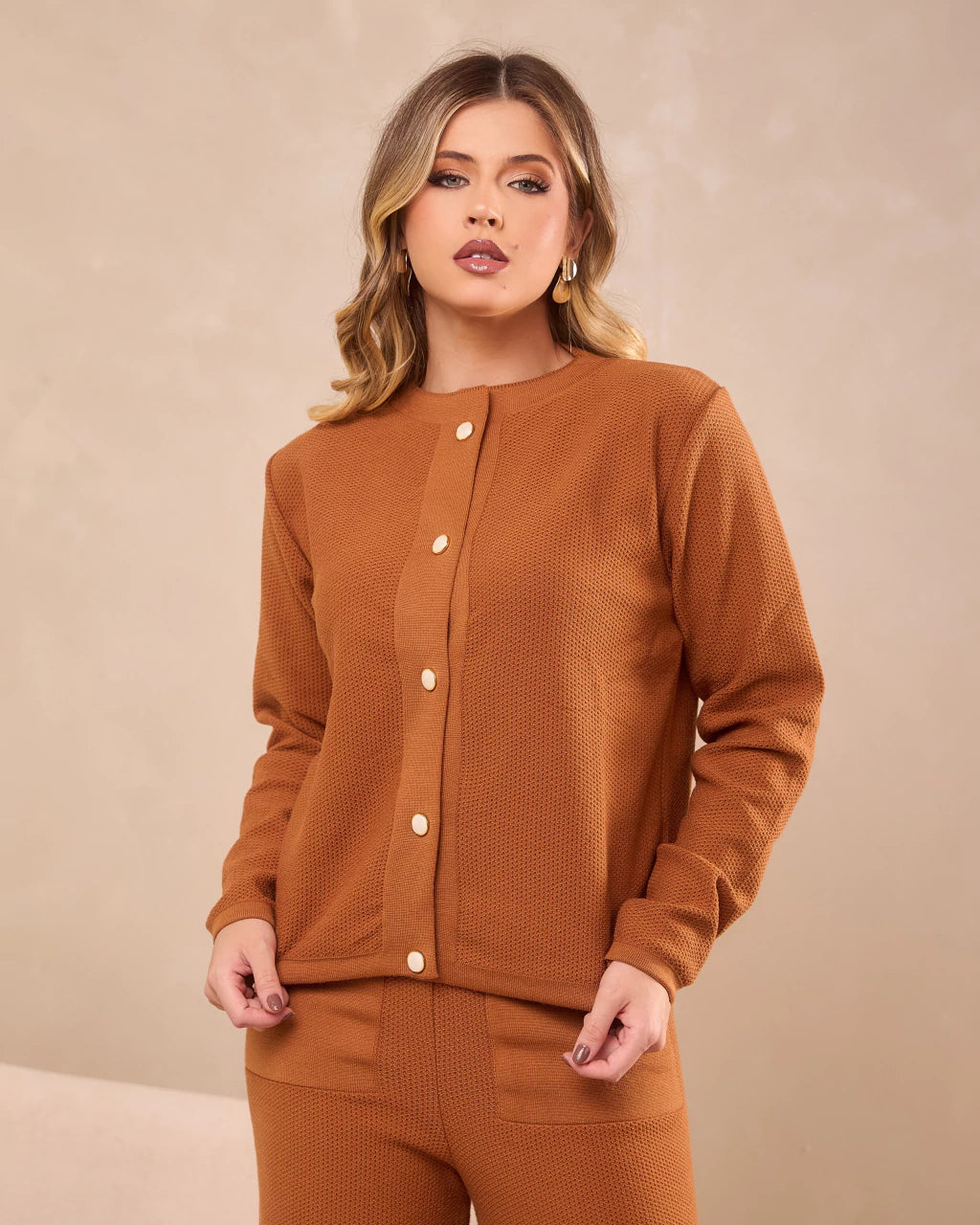 Conjunto Mel Nude — modal com ponto colmeia, Vivanne Boutique
