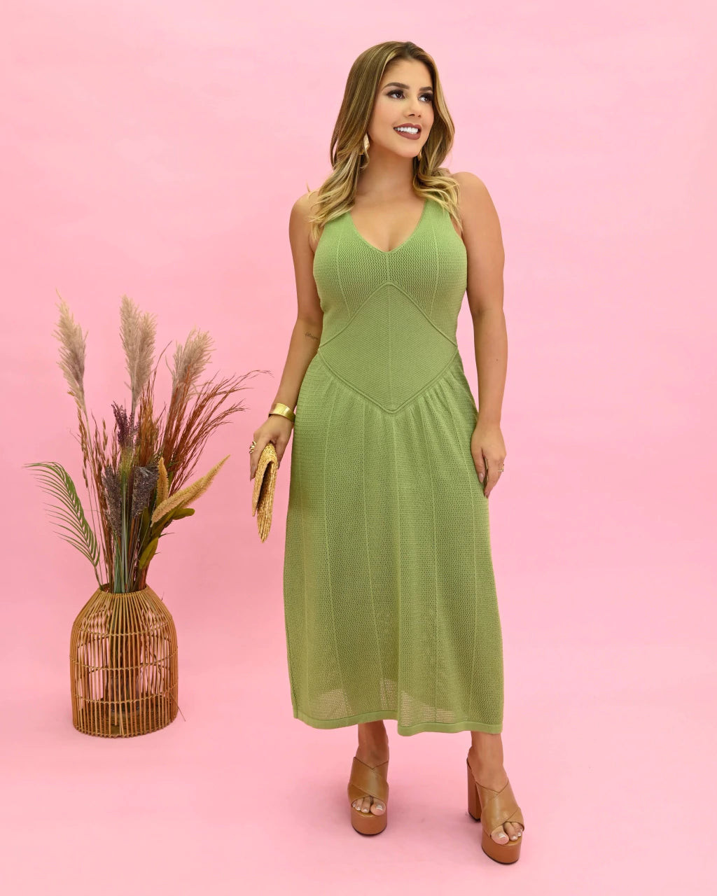Vestido Lívia Midi Fenda — Vivanne Boutique