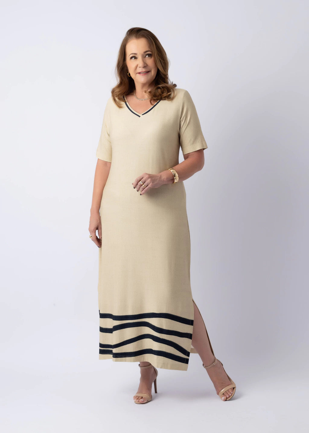 Vestido Astéria Bege