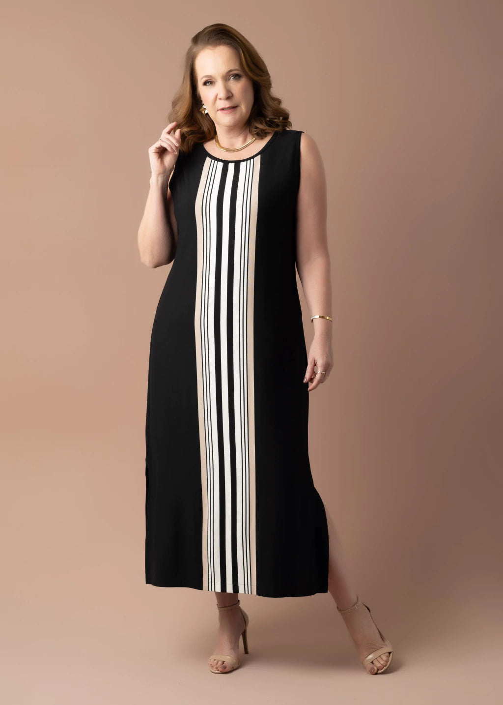 Vestido Flor de Lis Preto e Off White