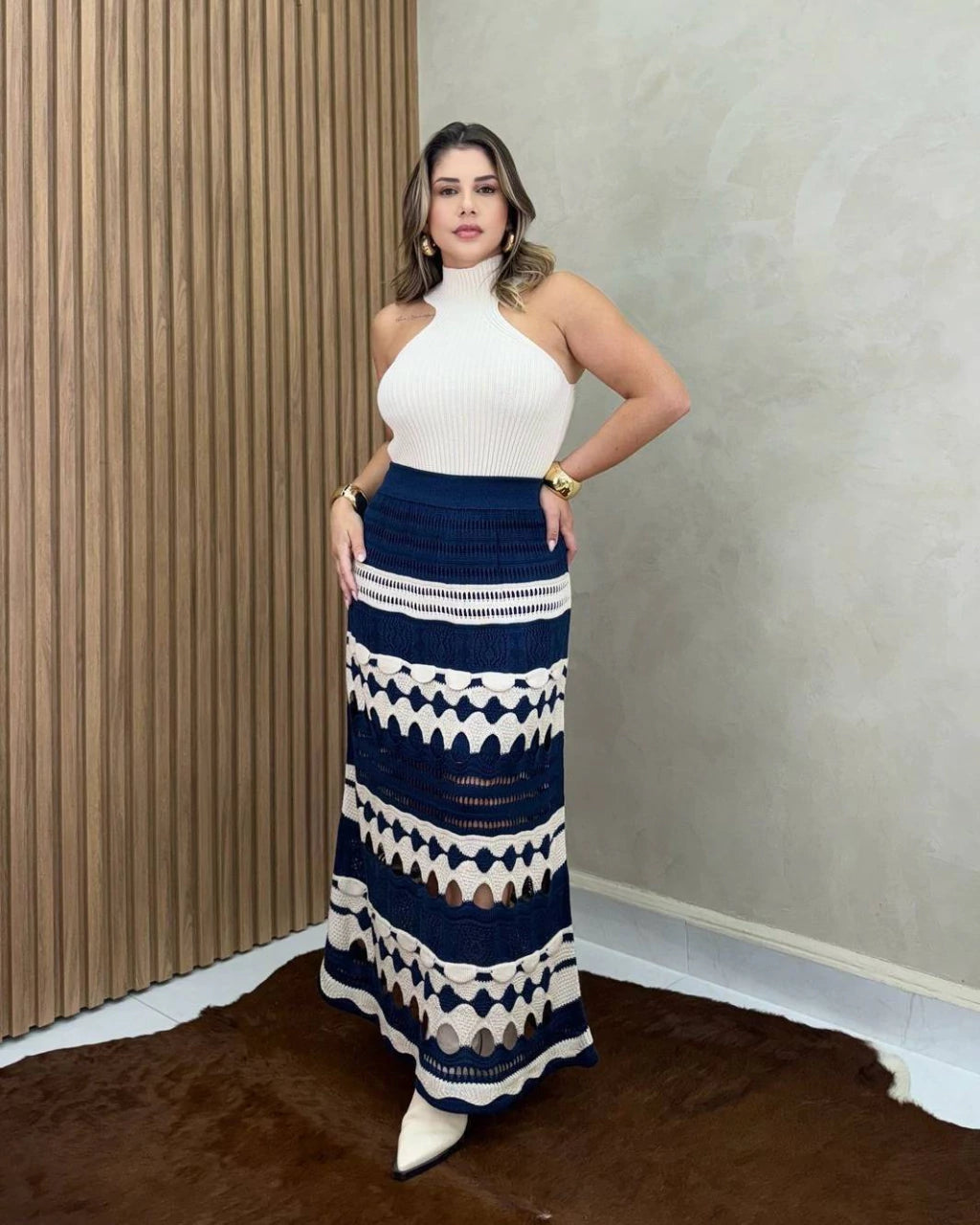 Saia Keila Evasê Longa — Vivanne Boutique