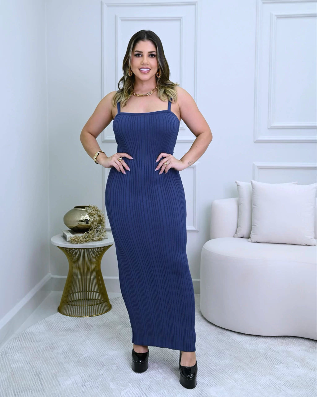 Vestido Bárbara Tricô Leve — Vivanne Boutique
