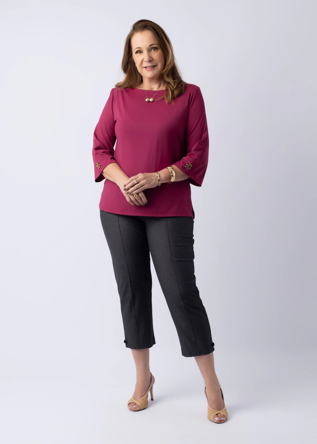 Calça Cleusa Capri Malha Jeans Preta
