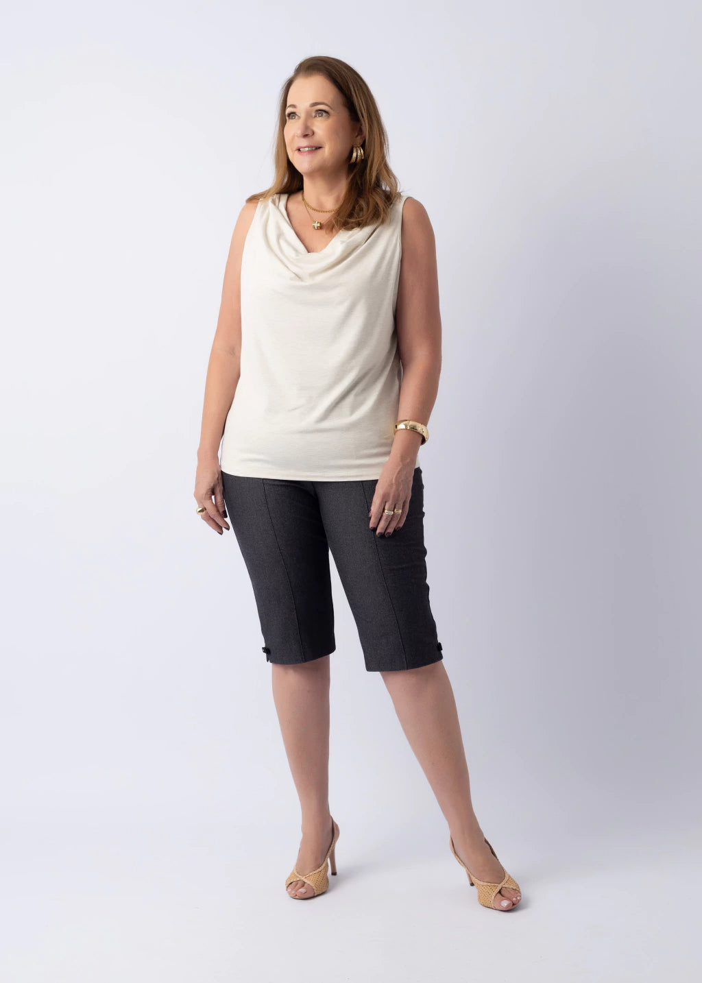 Bermuda Cleusa Malha Jeans Preta