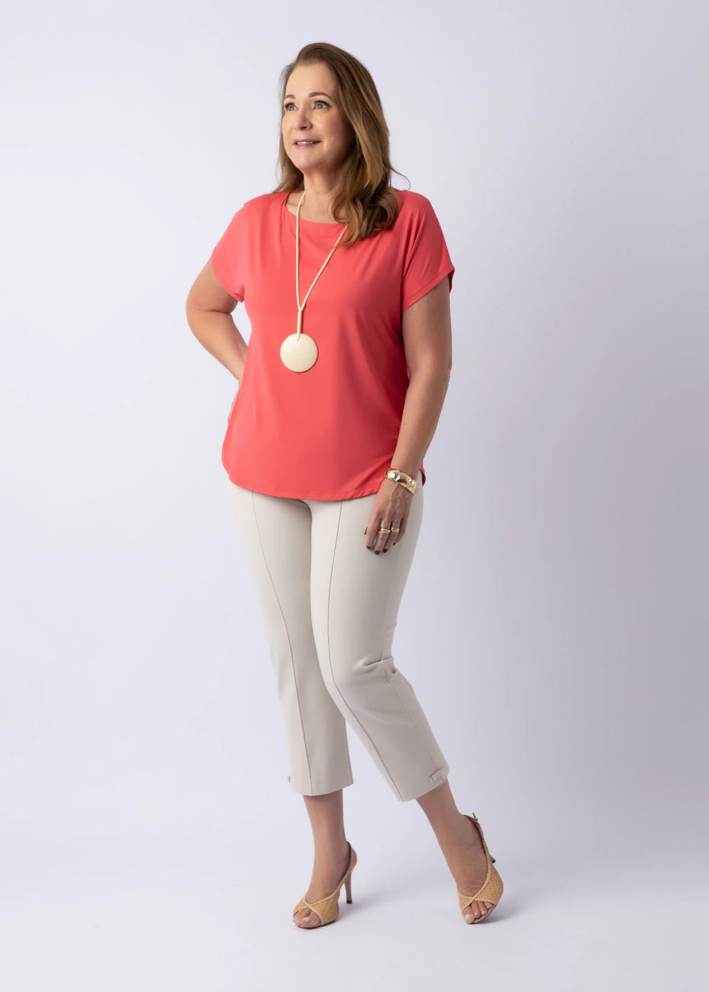 Blusa Orquídea Coral — malha Fluity, Vivanne Boutique