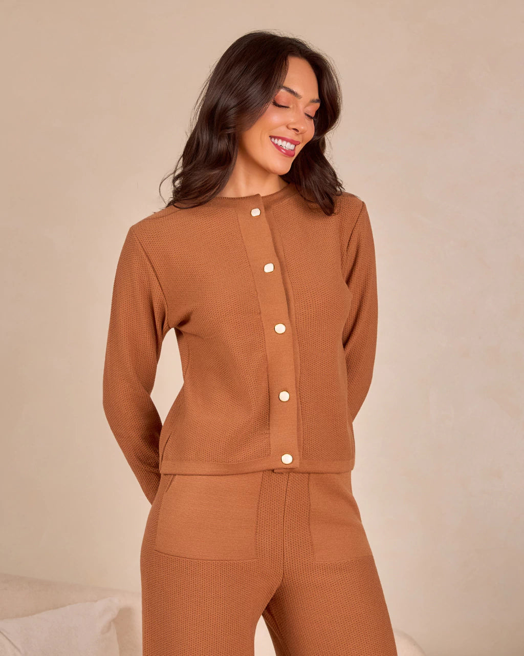 Conjunto Mel Nude — modal com ponto colmeia, Vivanne Boutique