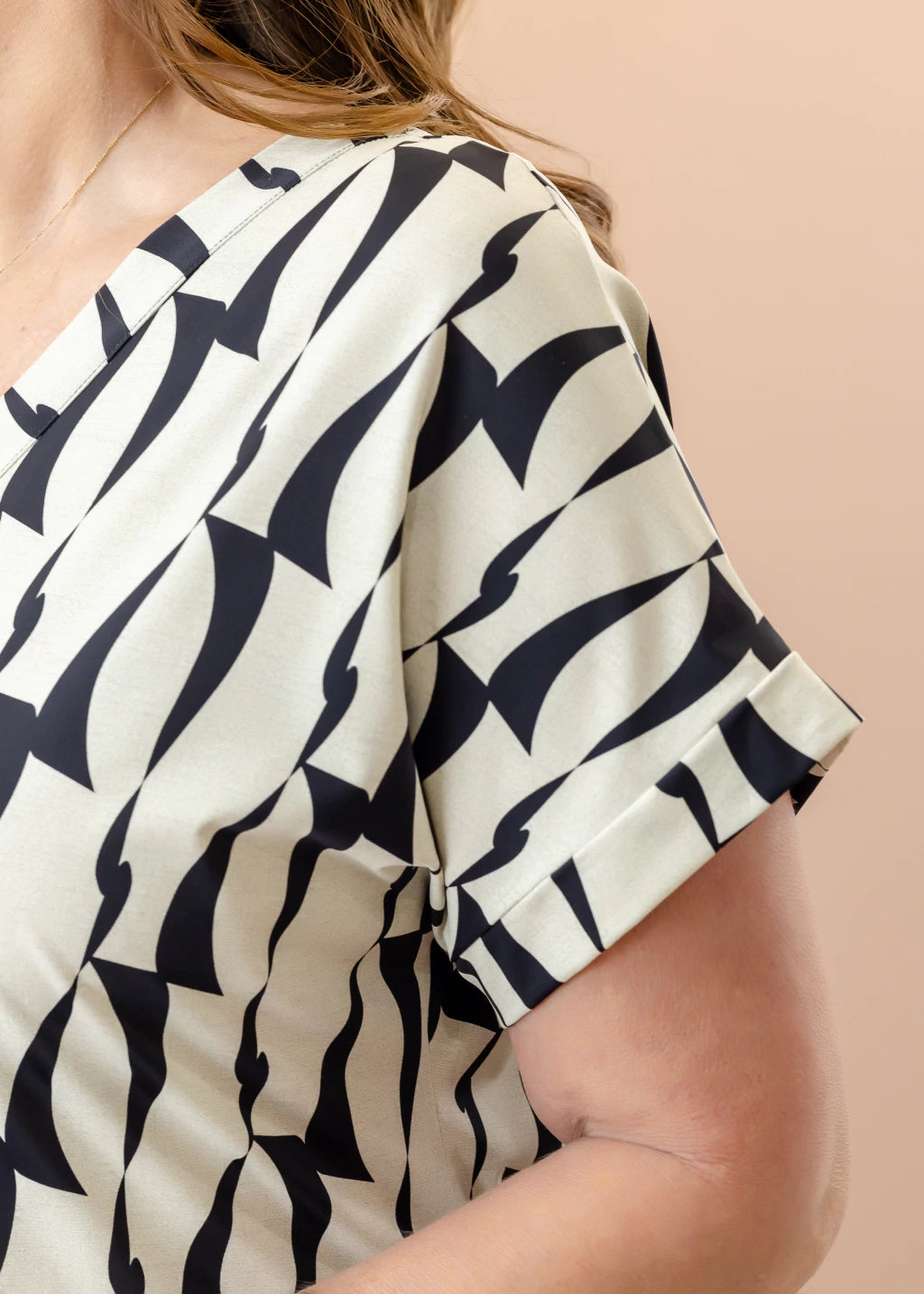 Vestido Centeio Off White e Preto