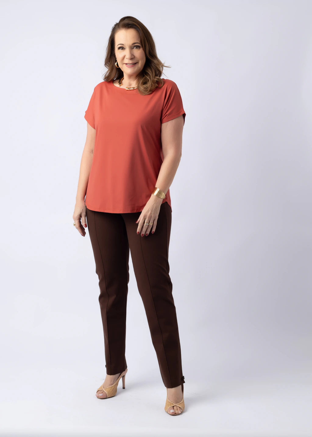Blusa Orquídea Telha — malha Fluity, Vivanne Boutique