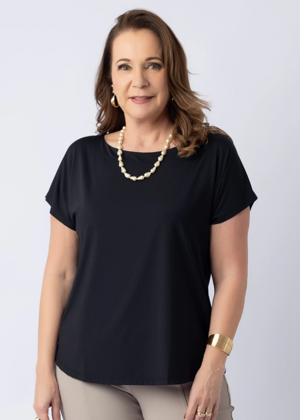 Blusa Orquídea Preto — malha Fluity, Vivanne Boutique