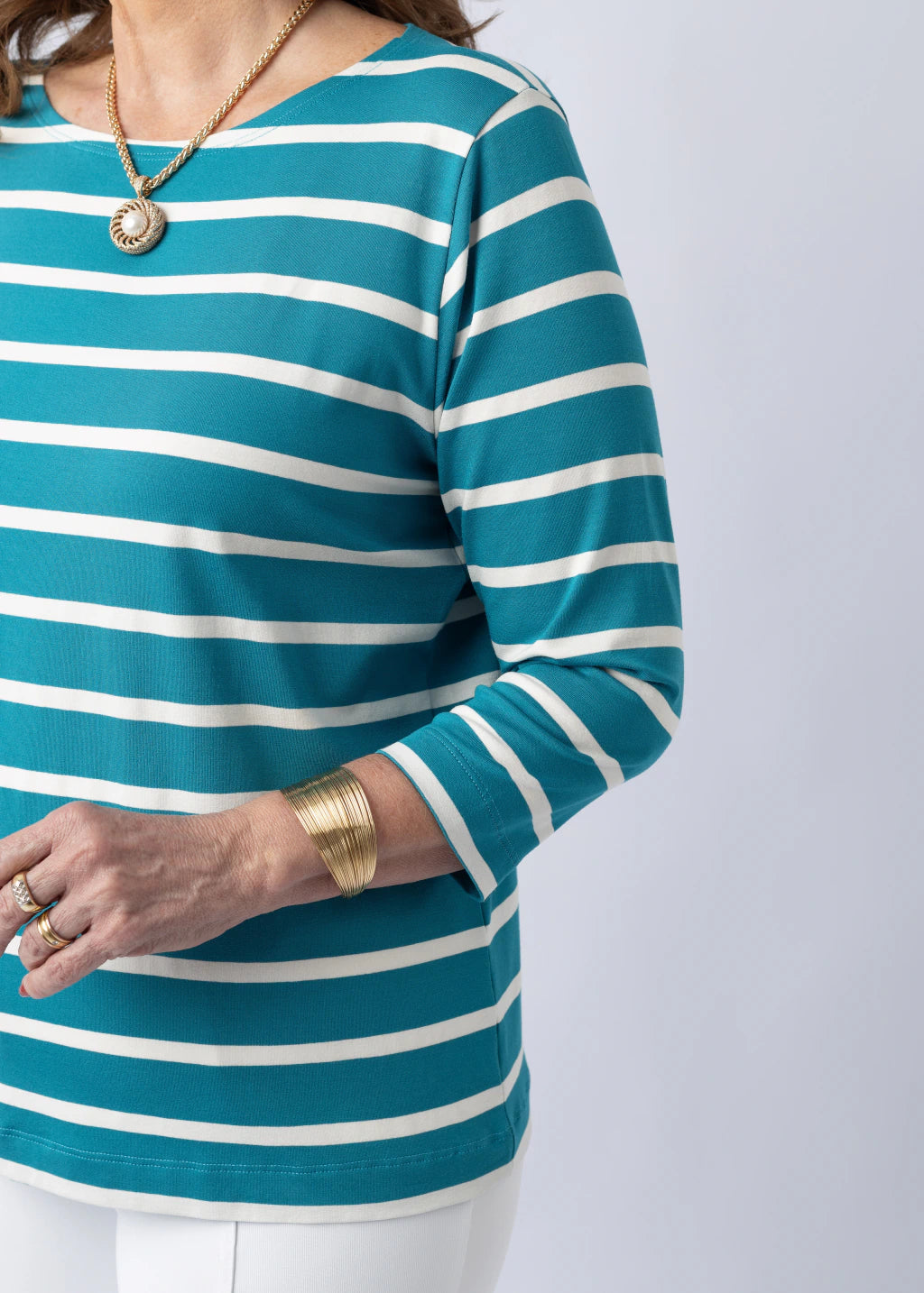 Blusa Olívia Listras Petróleo