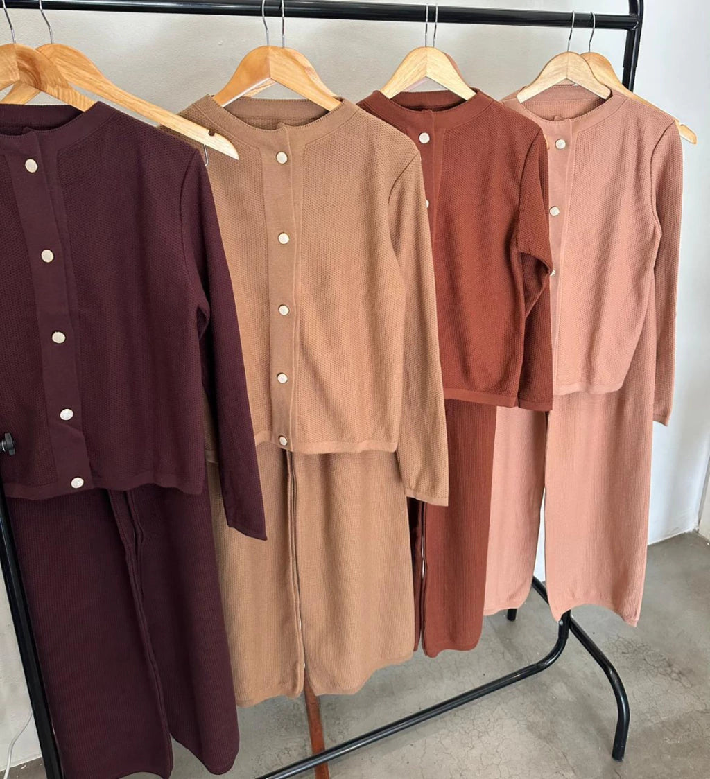 Conjunto Mel Nude — modal com ponto colmeia, Vivanne Boutique