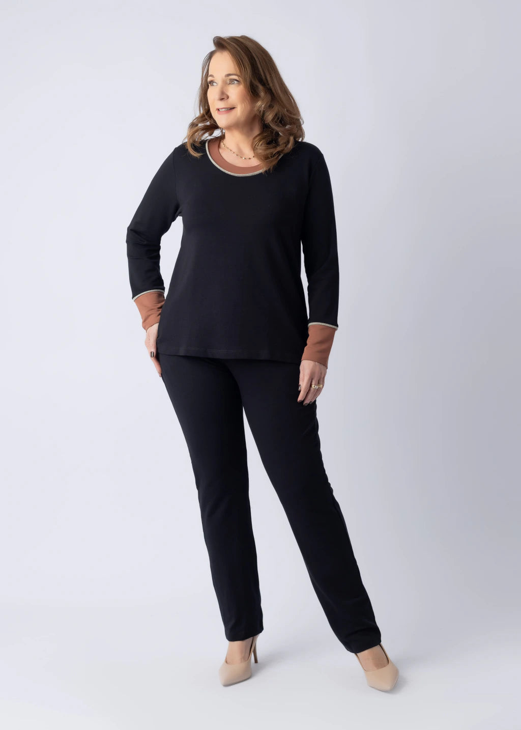 Conjunto Amélia Preto e Terracota