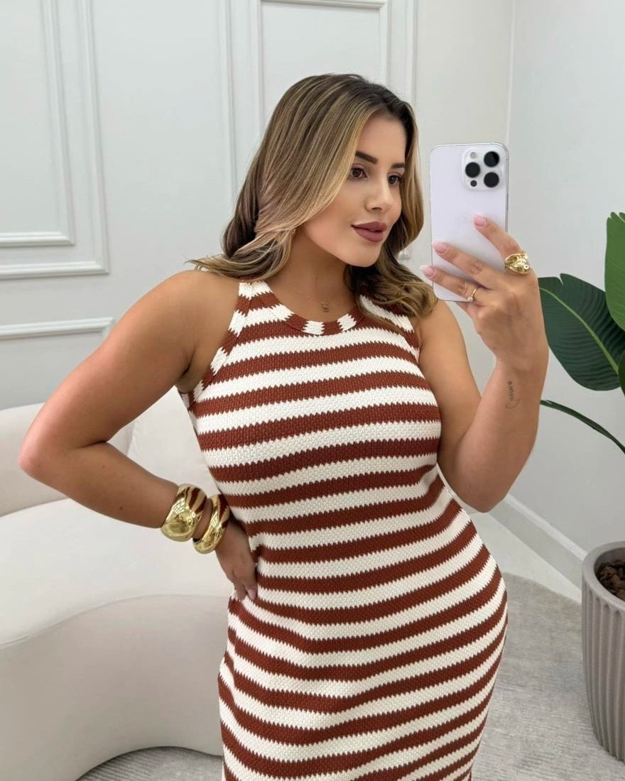 Vestido Luara Longo Listrado — Vivanne Boutique
