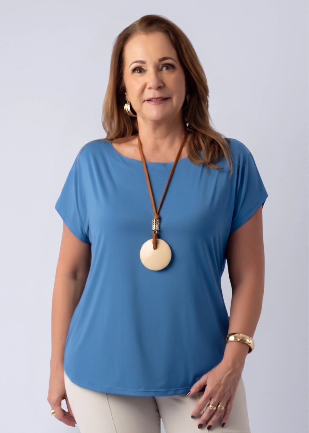 Blusa Orquídea Azul Claro — malha Fluity, Vivanne Boutique