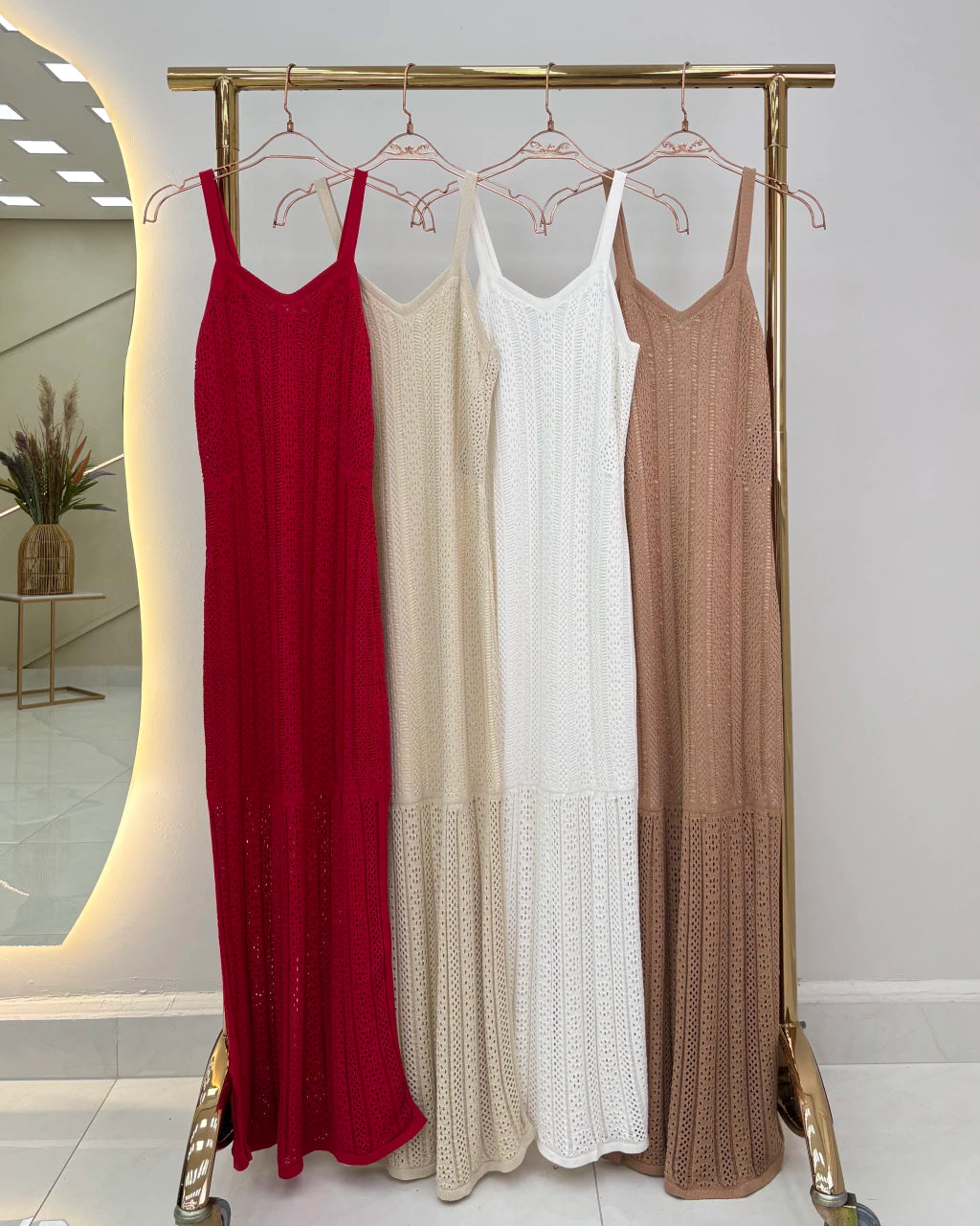 Vestido Fenda Lurex Brilho Discreto — Vivanne Boutique