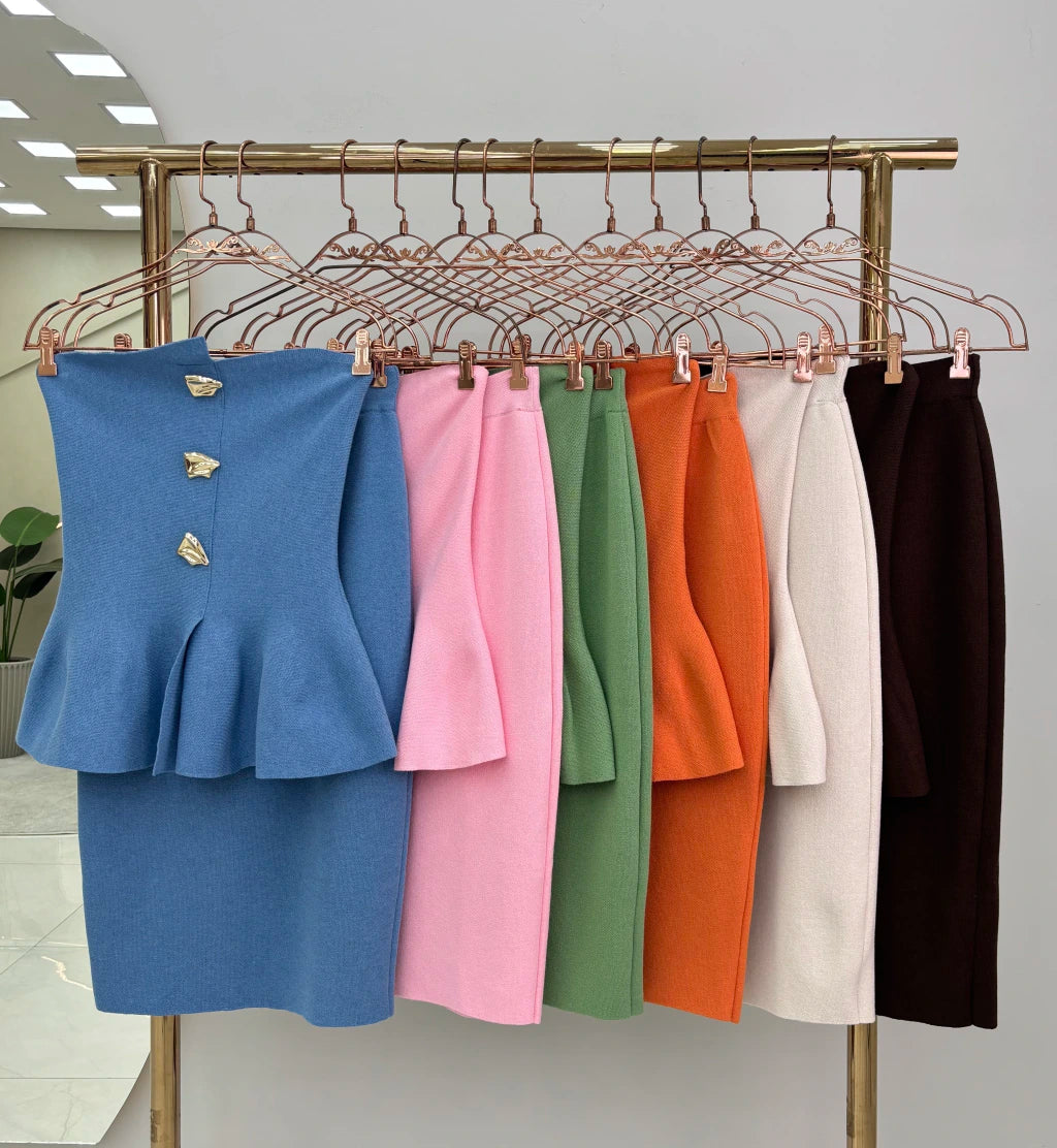 Conjunto Peplun Botão de Cintura Marcada — Vivanne Boutique