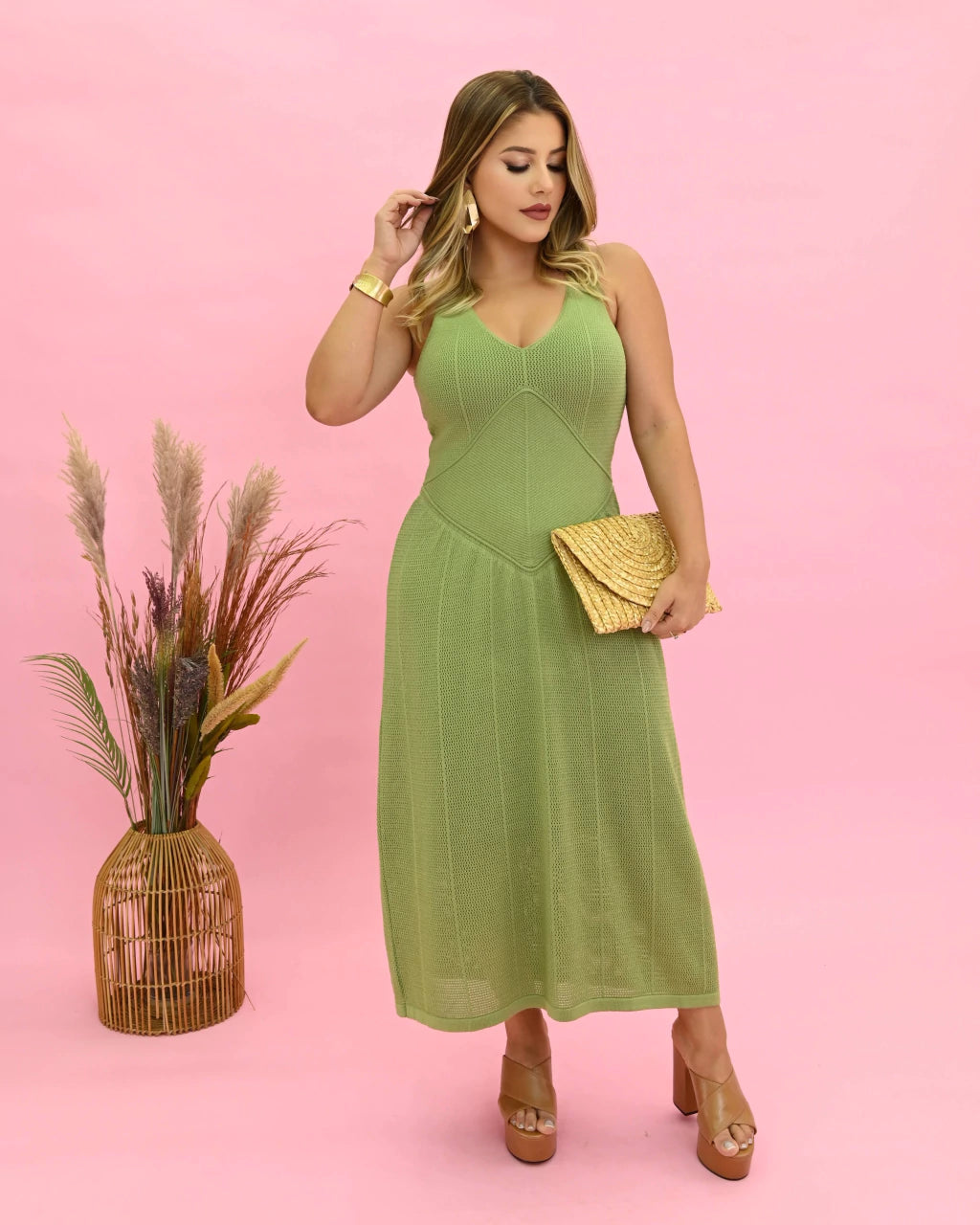 Vestido Lívia Midi Fenda — Vivanne Boutique