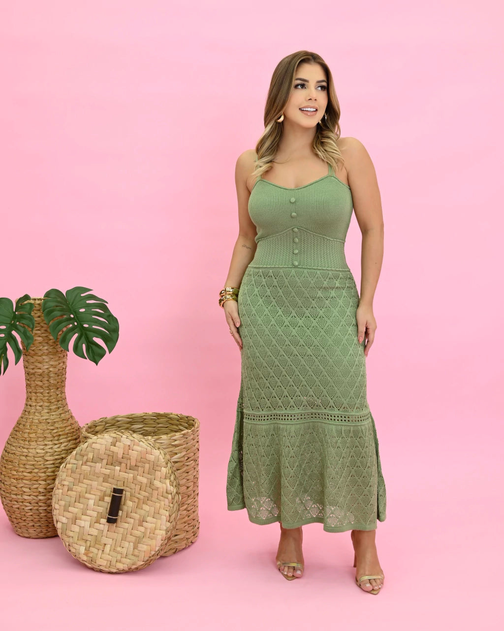 Vestido Ágatha em Tricô Alongado — Vivanne Boutique