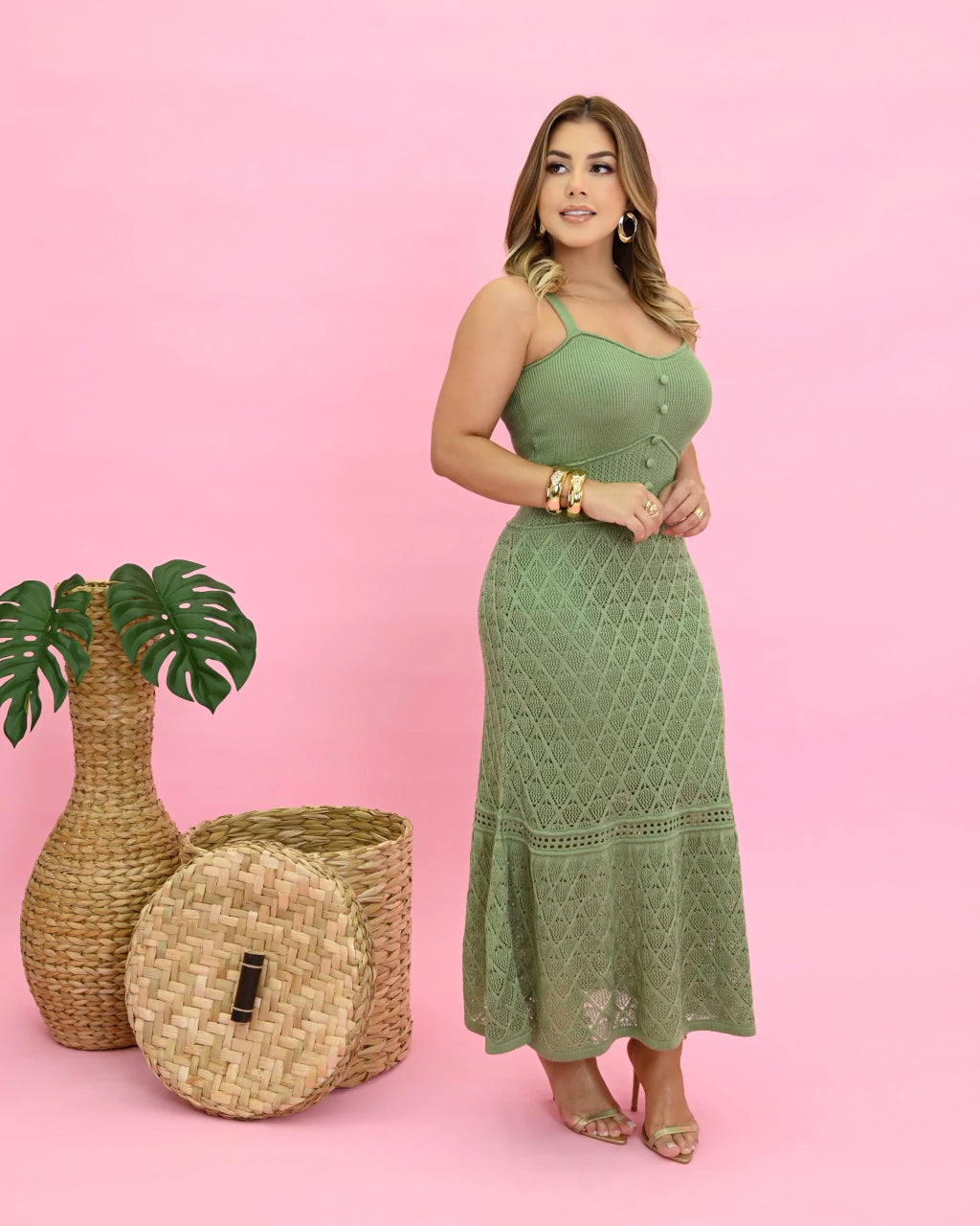 Vestido Ágatha em Tricô Alongado — Vivanne Boutique
