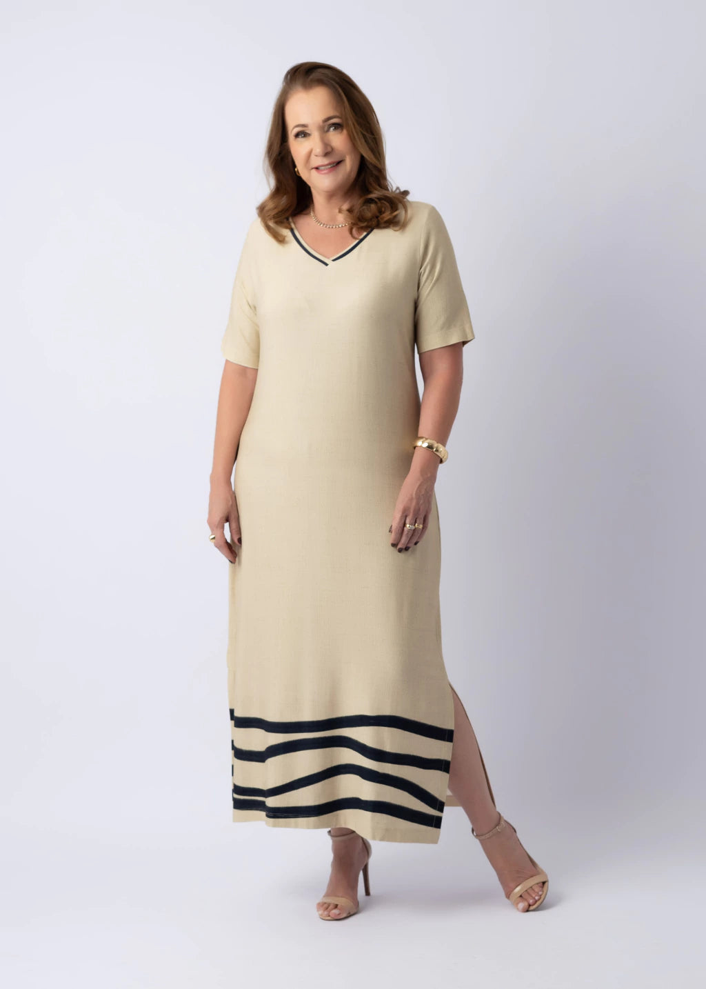 Vestido Astéria Bege