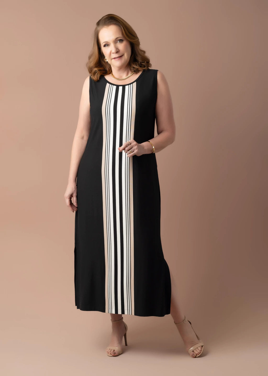 Vestido Flor de Lis Preto e Off White